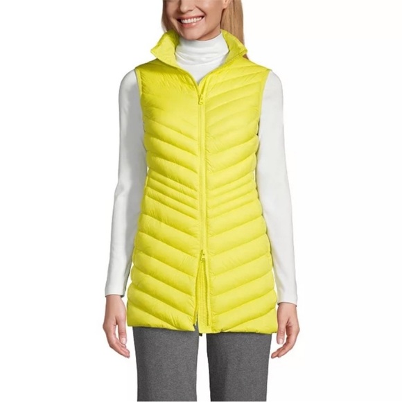 Lands' End HyperDry 800 Fill Power Down Vest Yellow Size 3X (24W- 26W) NEW/NWT - Picture 1 of 10